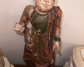 Hand-carved and painted wooden statue