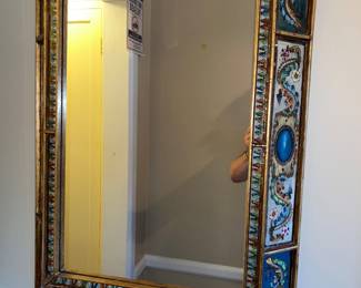 Reverse painted framed mirror