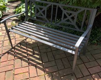 Grey powder-coated steel bench