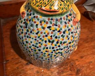 Hand-painted Mexican ceramic frog pitcher
