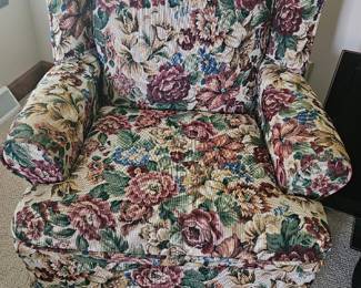 Vintage Floral Tapestry Wingback Chair