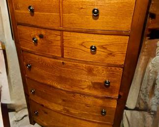 Rustic Oak Bowfront Tallboy Dresser
