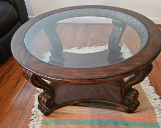 Ornate Glass Top Coffee Table