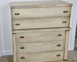 Vintage Pine Bowfront Tallboy Dresser