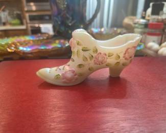 95th anniversary Fenton shoe, signed by artist and Fenton