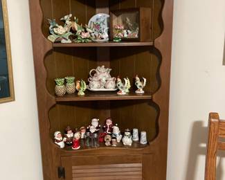 Vintage salt& pepper shakers, antique cabinet