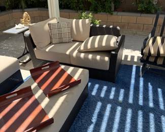 Outdoor wicker furniture with Sunbella fabric - sofa and chairs