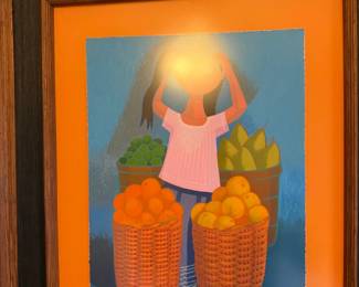 Trinidad Osorio, Mexican (1929-2002) signed lithograph "Girl in a Garden".