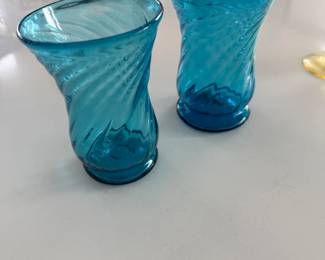Viking teal hand made glasses - set of 8