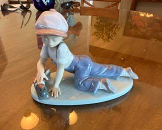 Lladró Figurine 7619 "All Aboard" Boy with Train