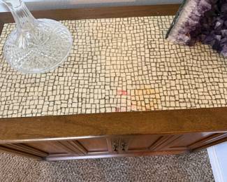 Matching MCM mosaic inlaid cabinet.  