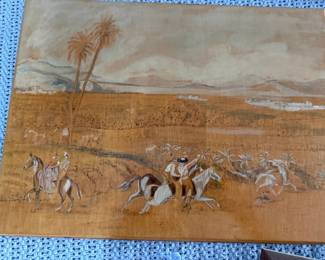 Pair MidCentury Painting on Wood (one of two)