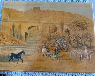 Pair MidCentury Painting on Wood (one of two)