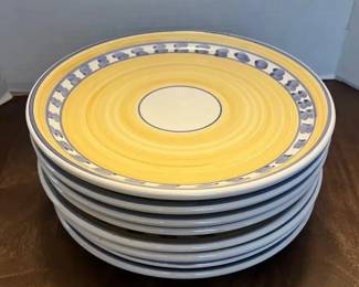 Caleca Italian Pottery 11 Dinner Plates  Set Of 8  Artist Signed