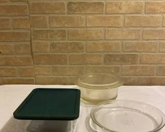 Pyrex Glass Dish Lot  Pie Plate, Covered Storage, Bowl
