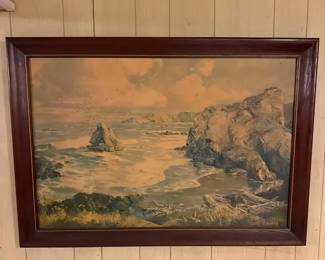 Bennet Bradbury Framed Lithograph Print, Ebb Tide 42 x 29  Landscape, Coastal