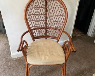  03 Vintage Mid Century Boho Chic Brown Bamboo Rattan Chair, Ficks Reed Style
