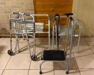 Medical Equipment Lot  Brand New Commode, Canes, Walkers, Step Stool