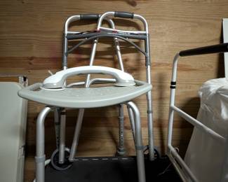 Shower chair, walker, hand rail