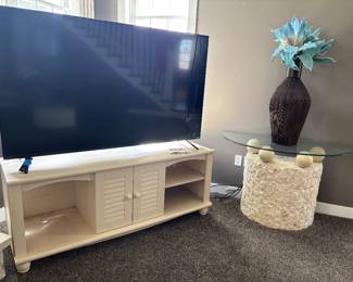 72” TV, Entertainment center, Tall accent table