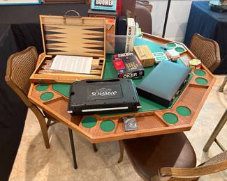Game Night. Folding Game Table Top . Poker, Backgammon, Scrabble