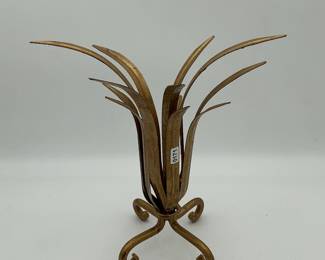 Mid Century Gilded Metal Wheat Candle Holder