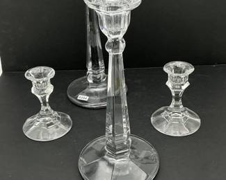 4 Clear glass Candle Holders