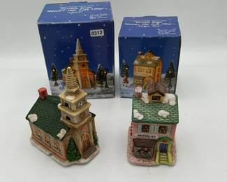 2 Porcelain Miniature Buildings