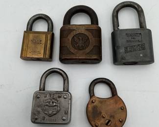 5 Vintage Padlocks