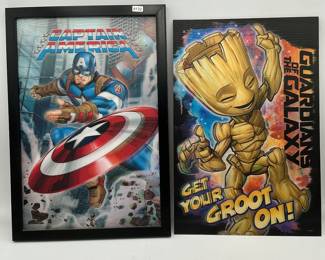 3-D Framed posters Captain America Groot