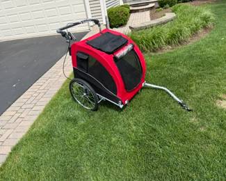 pet stroller shown converted to bike trailer