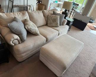 8 foot overstuffed couch with ottoman
