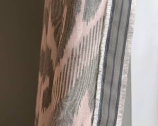 Blackout Lined Ikat Pattern Curtains - 6 Panels Available. Each Measures 107" L x 70" W on a 6' W Opening. Photo 4 of 2.