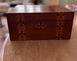 Wood Box with Inlay. Measures 12" x 9" x 6" H. Photo 1 of 3.
