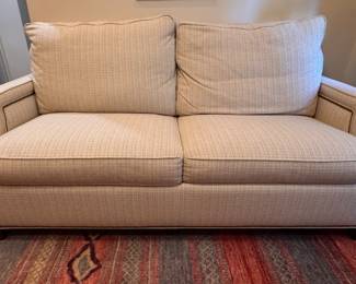 Sleeper Sofa with Tight Back Cushions and Nailhead Trim. Measures 76" W x 40" D. Photo 1 of 3.