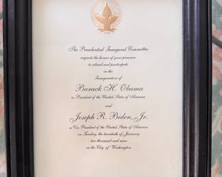 Framed Invitation to Inauguration of President Barrack H. Obama and Joseph R. Biden Jr.