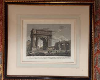 Hand-Painted Etching - Arch of Constantine. Photo 1 of 2.