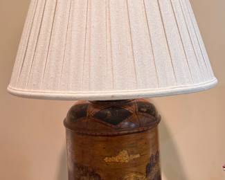 Pair of Chinese Tole Tea Canister Table Lamps. Each Measures 30" H. Photo 1 of 3.