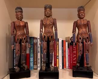 Set of Three Antique Articulated Wood "Fertility" Figurines.