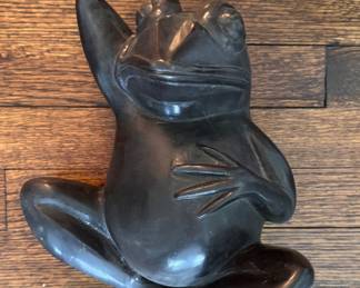 Garden Statue: Bronze Frog In Repose.