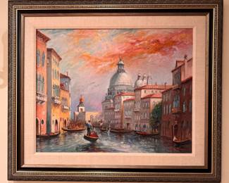 Venice Sunrise Oil Painting.