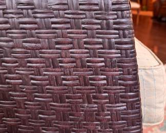 McGuire Furniture Hand-Woven Rattan Club Chair with Custom Upholstered Cushions. Measures 33" W x 34" D. Photo 3 of 3.