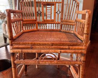 Brighton Pavilion Style Bamboo Armchair with Cane Seat. Measures 22" x 22" x 19" Seat Height. Photo 1 of 4.