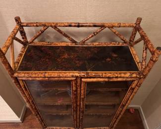 Burnt Bamboo / Tortoise Bamboo Tall Four Shelf Etagere. Measures 30" x 12" x 51" H. Photo 3 of 4.
