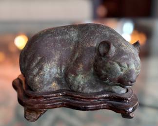 Chinese Bronze on Wood Base.