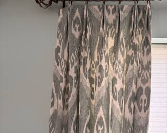 Blackout Lined Ikat Pattern Curtains - 6 Panels Available. Each Measures 107" L on a 6' W Opening. Photo 1 of 2.