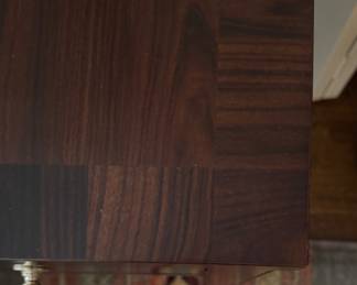 Thomas O'Brian Collection Mahogany Veneer Writing Desk. Measures 58" x 28" x 31" H. Photo 4 of 5.
