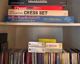 Pictionary, Chess, Is The Pope Catholic Board Game, CDs, ETC,