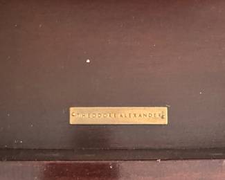 Theodore Alexander Woven Rattan Front 4-Drawer Chest of Drawers with Brass Pulls. Measures 36" W x 20" D x 33.5" H. Photo 5 of 5.
