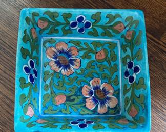 Teal Colored Square Bowl. Photo 2 of 3.